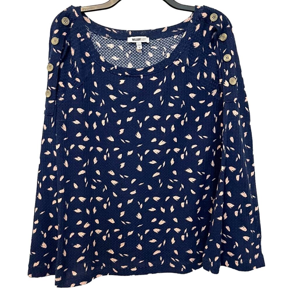 William Rast Waffle Weave Top Blue Pink Juniors XL